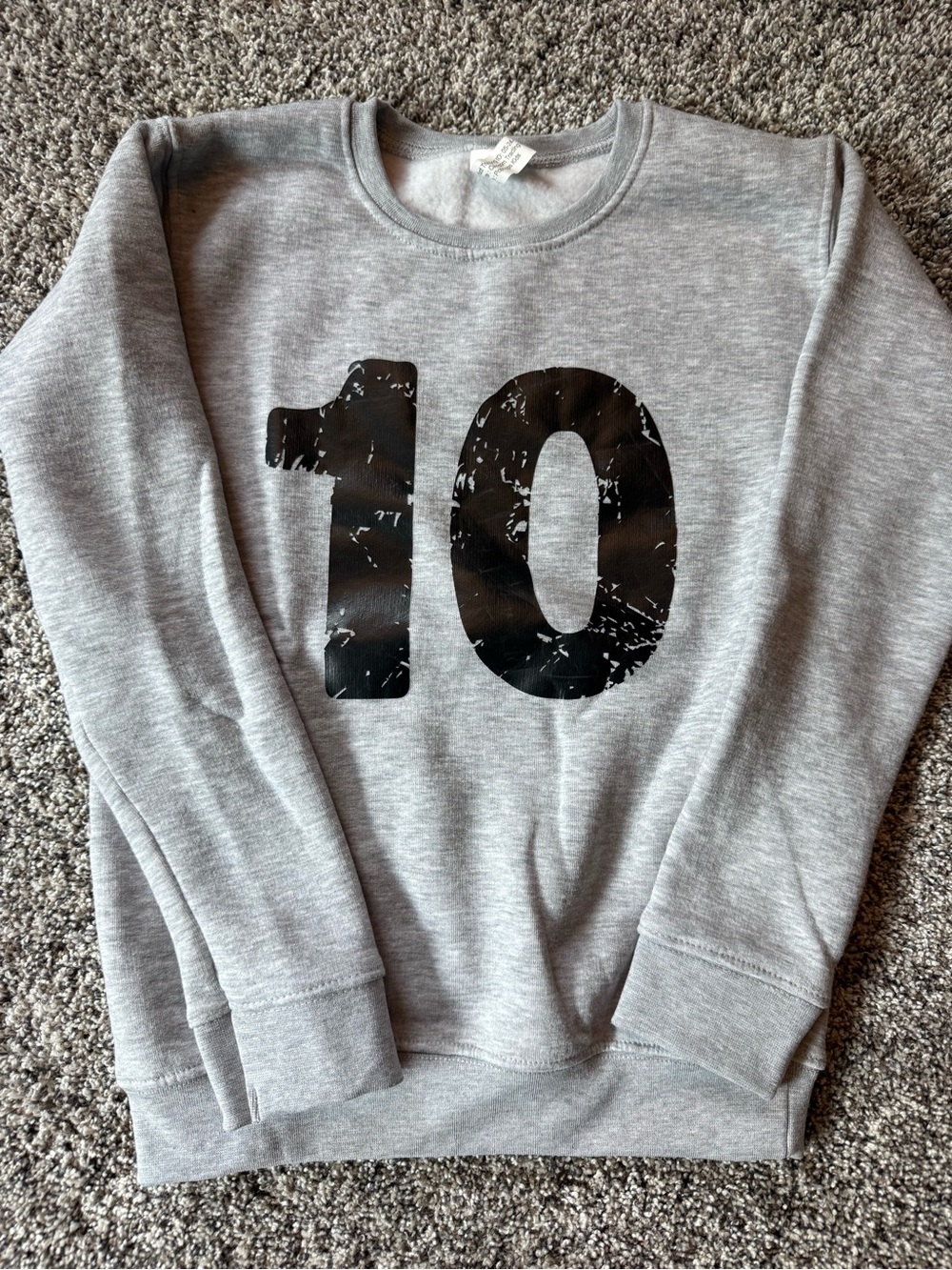Kids Gray Crewneck Sweatshirt with Black '10' Graphic